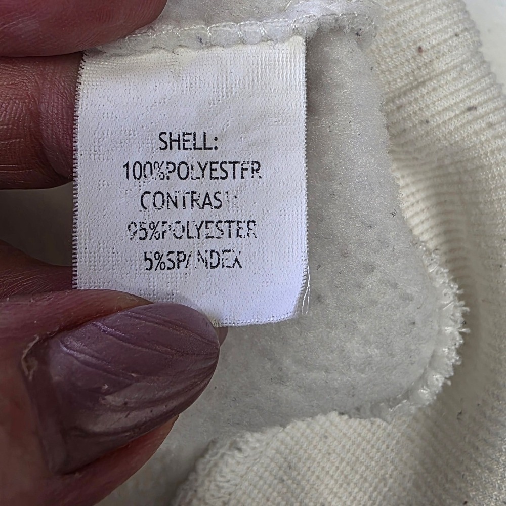 Vivre La Vie Womens White Butterfly Patch Hoodie Sweatshirt Size Large Blue Bead - Picture 4 of 7